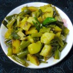 Potato–Onion Stalks Fry / Aloo–Peyajkoli Bhaja