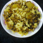 Veg. Side Dish – Banana Flowers With Flattened Rice/Mocha&ndash;Chirer Ghanto