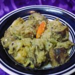 Veg Side Dish -Raw Banana Curry Flavored With Mango-Ginger.Kachakola O Am-Ada